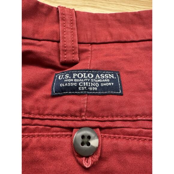 US Polo Assn Men’s Red Flat Front Chino Shorts Size 38 9" Inseam 100% Cotton NWT - Picture 7 of 8